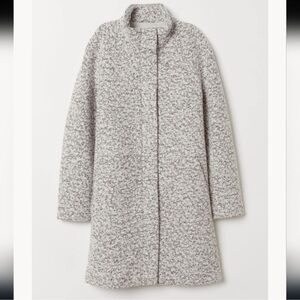 H&M L.o.g.g  Black Wool-blend Felted Stand up Collar Coat
